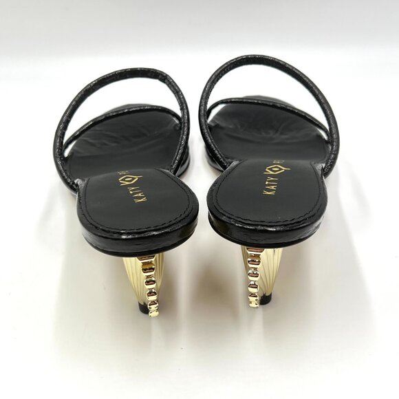 Katy Perry Womens Size 7.5 The Scalloped Gold Shell Heels Sandals Shoes - Picture 6 of 13